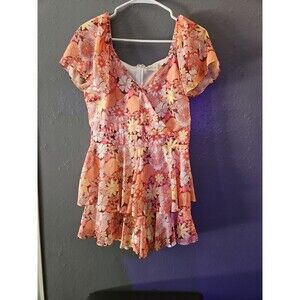 Altar'd State Floral Romper Medium Multi Color One Piece 18" Pit To Pit (A279)